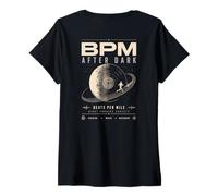 Femme BPM After Dark Beats per Mile Night Running Music T-Shirt avec Col en V