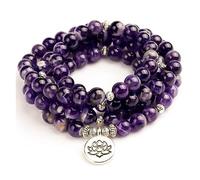 Femme Bracelets Unisexe Fit pour Les Femmes Natural Purple Quartzs Energy 108 Perles Bouddha Stone Jewelry spécifique (Couleur: Life Tree Charm)