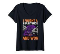 Femme Brain J'Ai combattu Une tumeur au Cerveau et J'Ai gagné Une Super Chirurgie pour Hommes T-Shirt avec Col en V