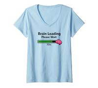 Femme Brain Loading Please Wait Funny Low Battery Humour Graphic T-Shirt avec Col en V