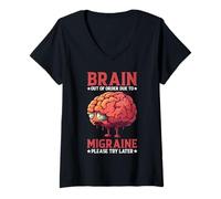 Femme Brain Out Of Order Due To Migraine Please Try Later T-Shirt avec Col en V