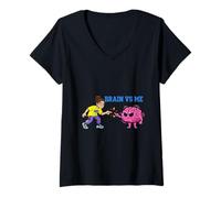 Femme Brain Vs Me Overthinking Mind Humour Design T-Shirt avec Col en V