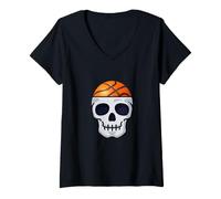 Femme Brainer Skull Player Basketball T-Shirt avec Col en V