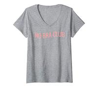 Femme Braless Boobs My Rules Feminist Free The Nips No Bra Club T-Shirt avec Col en V