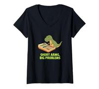 Femme Bras Courts Big Problems Dinosaure Humour Paléontologie T-Shirt avec Col en V
