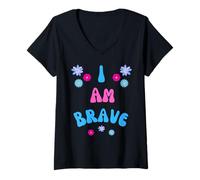 Femme Brave I AM Brave Present pour Bravery T-Shirt avec Col en V