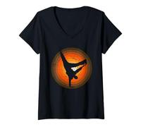Femme Breakdance et B-boys Retro Vintage Hip Hop Old School T-Shirt avec Col en V