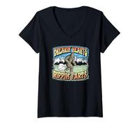 Femme Breakin' Hearts, Rippin' Farts Funny Sasquatch Bigfoot 80s T-Shirt avec Col en V