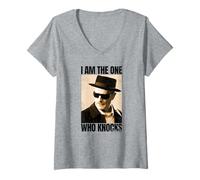 Femme Breaking Bad I Am The One Who Knocks Sepia Portrait TV Show T-Shirt avec Col en V