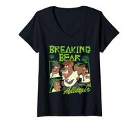 Femme Breaking Bear Alistair Action Collage with Logo Cartoon T-Shirt avec Col en V