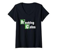 Femme Breaking Gains Science du Fitness T-Shirt avec Col en V