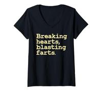 Femme Breaking Hearts Pets Explosifs. Drôle T-Shirt avec Col en V