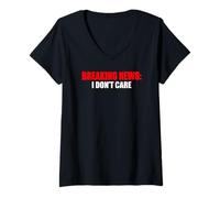 Femme Breaking News I Don't Care Sarcastic Humour T-Shirt avec Col en V