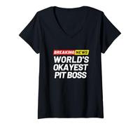 Femme Breaking News Le Plus Correct Pit Boss du Monde T-Shirt avec Col en V