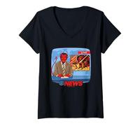 Femme Breaking News Satan Occult Retro Vintage Funny Adult Humor T-Shirt avec Col en V