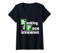 Femme Breaking Pace Running Funny Runner T-Shirt avec Col en V