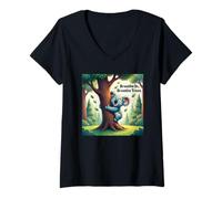 Femme Breathe In Breathe Arbres Koala Nature T-Shirt avec Col en V