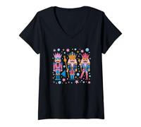 Femme Breloque de fête Magique Roi Casse-Noisette T-Shirt avec Col en V