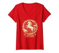 Femme Breloque du Zodiaque Kawaii 2026 « Year of The Horse » T-Shirt avec Col en V