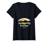 Femme Bressanone Italy Design Souvenir de Vacances T-Shirt avec Col en V