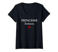 Femme Bretagne Je suis une princesse Bretonne T-Shirt avec Col en V