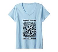 Femme Bretagne Triskell Identité Bretonne Océan Symbole Breton T-Shirt avec Col en V