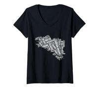 Femme Breton Carte de Bretagne avec des Mots bretons Breizh T-Shirt avec Col en V