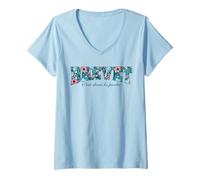 Femme Brevet des Collèges 2025 Succès Scolaire en Fleurs Réussite T-Shirt avec Col en V