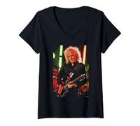 Femme Brian May Guitar Live Queen & Adam Lambert par Dick Barnatt T-Shirt avec Col en V