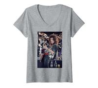 Femme Brian May, Guitariste de Queen, Freddie Mercury, Hommage à Wembley T-Shirt avec Col en V