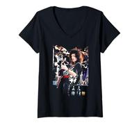 Femme Brian May Queen Guitariste Freddie Mercury Tribute Wembley T-Shirt avec Col en V
