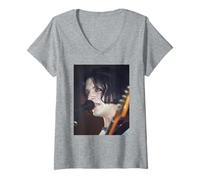 Femme Brian Molko Placebo Live Nancy Boy 36 degrés T-Shirt avec Col en V