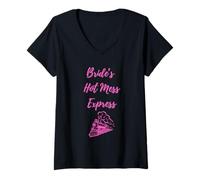 Femme Bride's Hot Mess Express, enterrement de vie de jeune fille, train nuptial T-Shirt avec Col en V