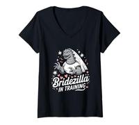 Femme Bridezilla in Training Funny Bride to Be Wedding Humour T-Shirt avec Col en V