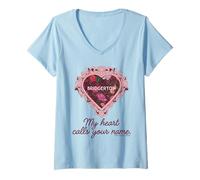 Femme Bridgerton Heart Calls Your Name Officiellement licencie T-Shirt avec Col en V