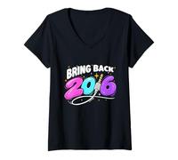 Femme Bring Back 2016 - Rétrospective de la génération Z avec Nostalgie du Passage à l'an 2000 T-Shirt avec Col en V