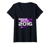 Femme Bring Back 2016 - Rétrospective de la génération Z avec Nostalgie du Passage à l'an 2000 T-Shirt avec Col en V