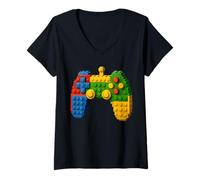 Femme Brique sur Le thème du Jeu - Jouets de Construction créatifs pour Enfant T-Shirt avec Col en V