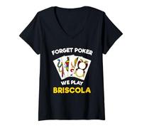 Femme Briscola Jeu de Cartes Italien Citation T-Shirt avec Col en V
