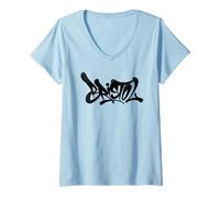 Femme Bristol Graffiti City Street Art Handstyle Souvenir de la Grande-Bretagne T-Shirt avec Col en V