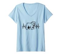 Femme British Bulldog Heartbeat - Vintage Bulldog Lover T-Shirt avec Col en V