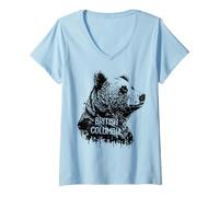Femme British Columbia Canada Bear Portrait T-Shirt avec Col en V