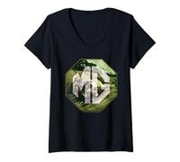 Femme British Motor Heritage MG K3 Voiture de Course rétro Style magnétique T-Shirt avec Col en V