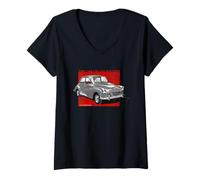 Femme British Motor Morris Minor 1000 T-Shirt avec Col en V