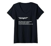 Femme British Translation: Alright? T-Shirt avec Col en V