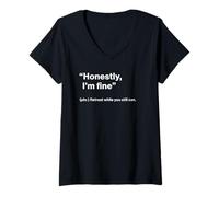 Femme British Translation: Honestly, I'm Fine” T-Shirt avec Col en V