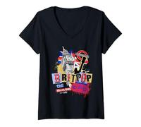 Femme Britpop Souvenir de Concert de Musique Rock Britannique des années 90 T-Shirt avec Col en V