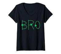 Femme Bro Irish Father St Patrick Day Grandpa Dad Green Men T-Shirt avec Col en V