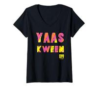 Femme Broad City Yass Kween T-Shirt avec Col en V