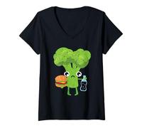 Femme Brocoli Eater Vegan Lover Vegetarian Healthy Vegetarian T-Shirt avec Col en V